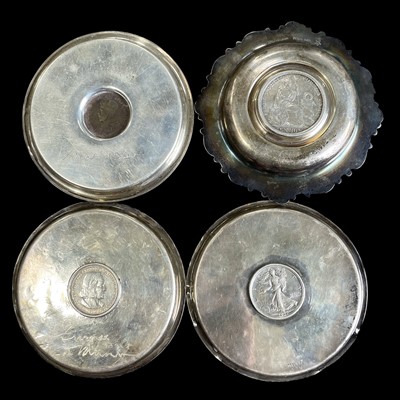 Lot 154 - Four silver trinket dishes, three with silver...