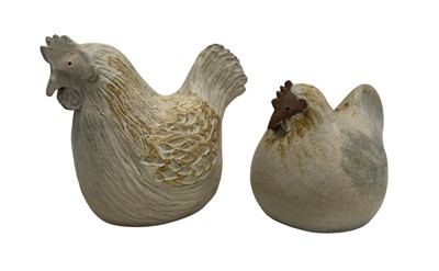 Lot 161 - Two Cornish studio pottery stoneware chickens...