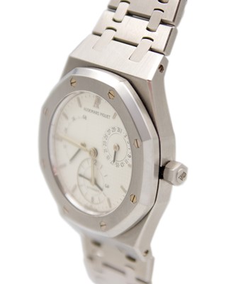 Lot AUDEMARS PIGUET - A Royal Oak Dual Time Power Reserve stainless steel gentleman's bracelet watch.