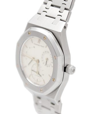 Lot 1007 - AUDEMARS PIGUET - A Royal Oak Dual Time Power Reserve stainless steel gentleman's bracelet watch.
