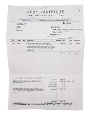 Lot 1038 - OMEGA - A fine Constellation Automatic Chronometer stainless steel gentleman's calendar watch.