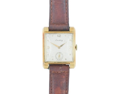 Lot 1010 - BREITLING - A 1940/50's 18k manual wind gentleman's dress wristwatch.
