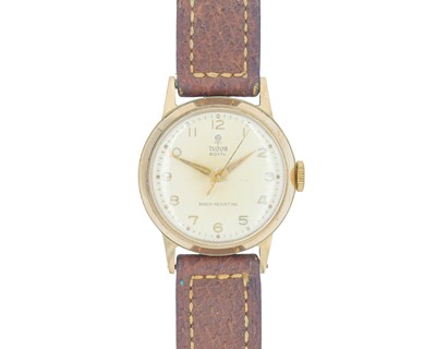 Lot 1067 - TUDOR - A Royal Shock-Resisting 9k gentleman's manual wind dress wristwatch.