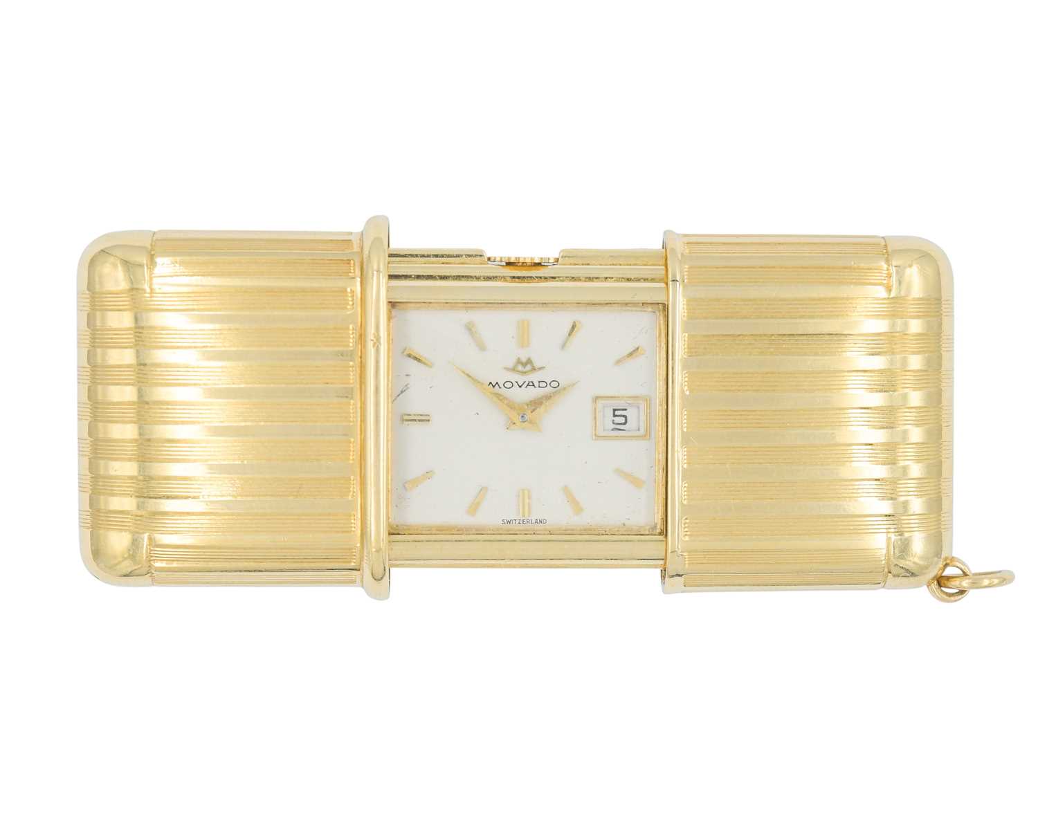 Lot 1078 - MOVADO - A rare 18k yellow gold purse watch.