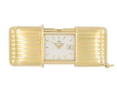 Lot 1078 - MOVADO - A rare 18k yellow gold purse watch.