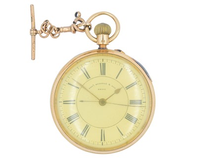 Lot 1075 - THOMAS RUSSELL & SON - A Victorian 18k gold chronograph stop/start keyless wind pocket watch.