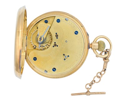 Lot 1075 - THOMAS RUSSELL & SON - A Victorian 18k gold chronograph stop/start keyless wind pocket watch.