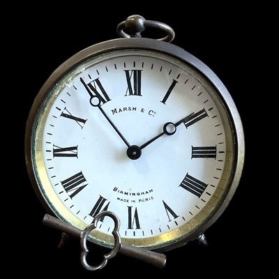 Lot 163 - A French brass, mantel clock retailed by Marsh...