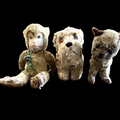 Lot 172 - Three vintage stuffed toys, the terrier is...