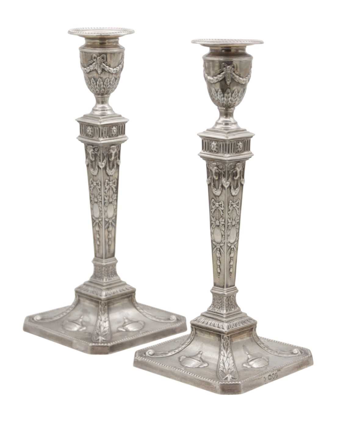 Lot 167 - A good pair of Victorian silver candlesticks by Martin, Hall & Co (Richard Martin & Ebenezer Hall).