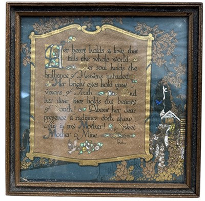Lot 184 - A 'Mother O' Mine' poem, circa 1920, with...