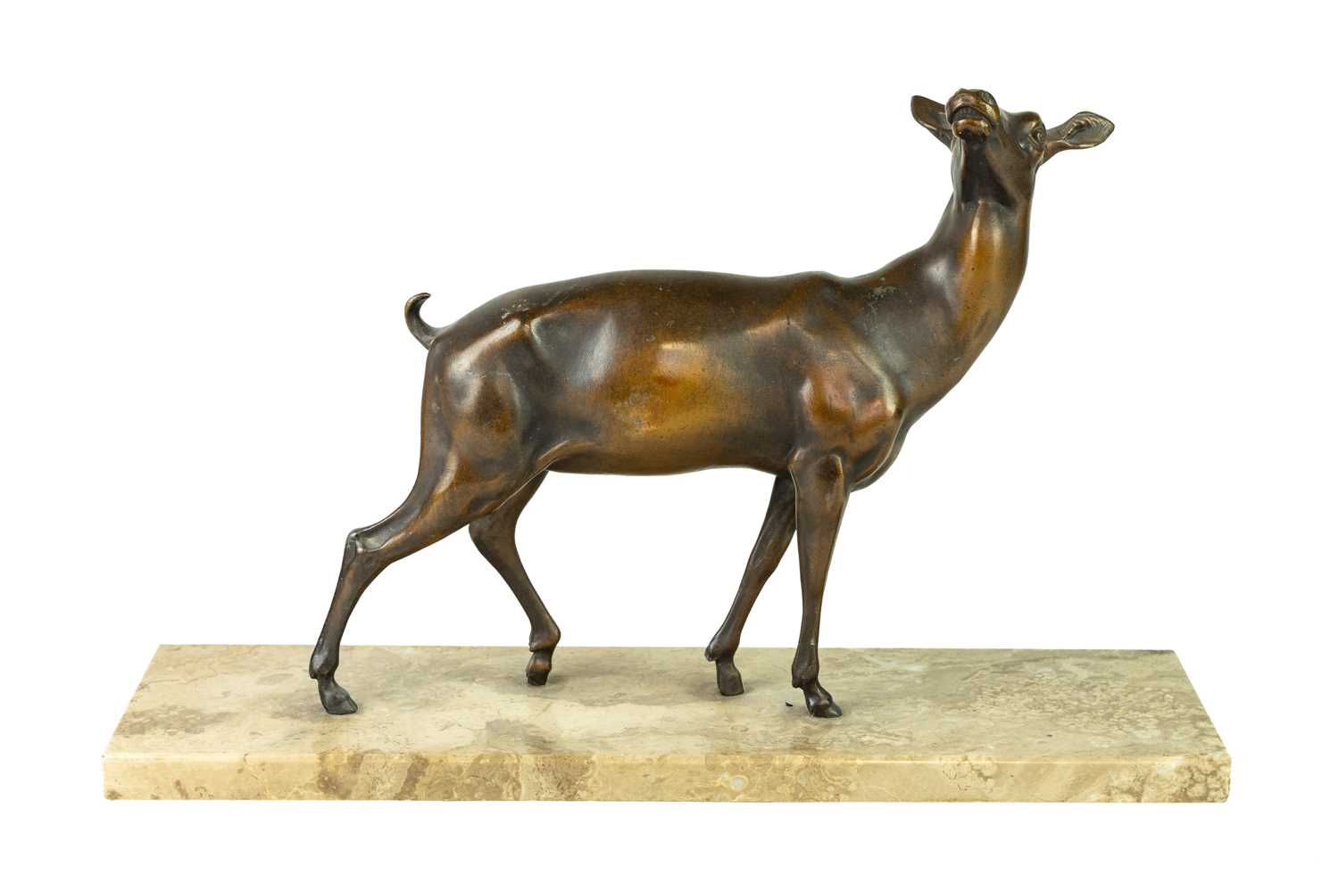 Lot 94 - A 20th century Art Deco bronzed spelter sculpture of a doe.
