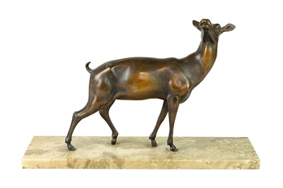 Lot 94 - A 20th century Art Deco bronzed spelter sculpture of a doe.