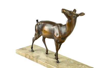 Lot 94 - A 20th century Art Deco bronzed spelter sculpture of a doe.