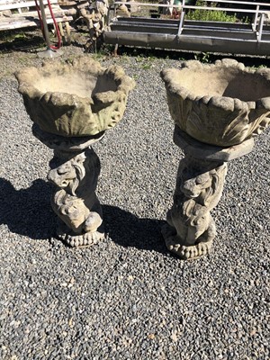 Lot 227 - A pair of Haddonstone acanthus cast garden...