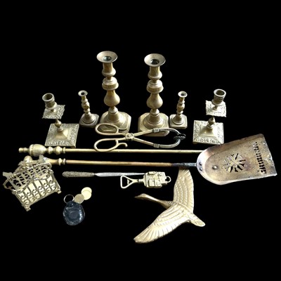 Lot 56 - A selection of brassware.