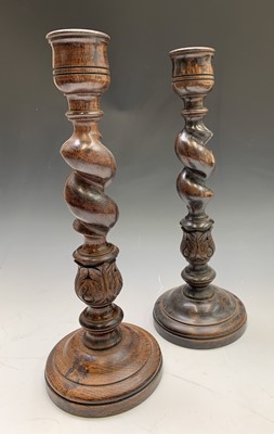 Lot 279 - A pair of Mulberry Home oak barley twist and...