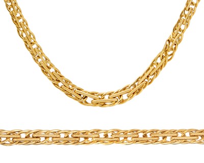 Lot 83 - An 18k gold necklace and bracelet set, boxed.