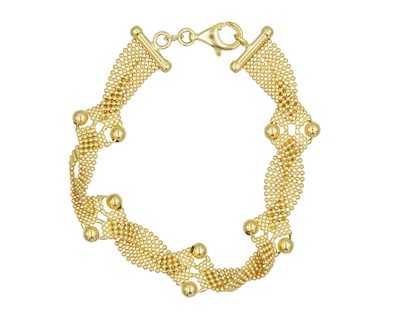 Lot 12 - An 18k gold bead bracelet.
