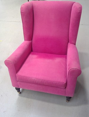 Lot 50 - A Cerise Highback Armchair. The Chair is 100cm...
