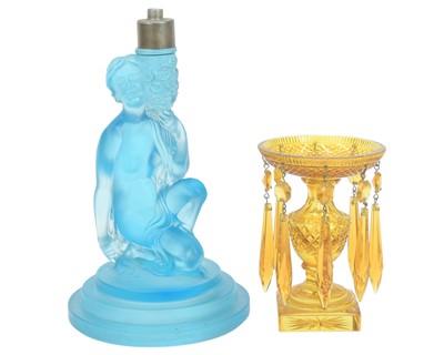 Lot 635 - An Art Deco blue glass figural table lamp base.