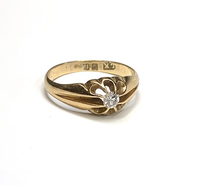 Lot 2393 - An 18ct gold ring, gypsy set a diamond