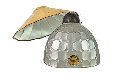 Lot 823 - A mercury glass industrial pendant light shade.