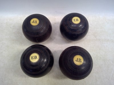 Lot 21 - Four Vintage Lignum Vitae Lawn Bowls.