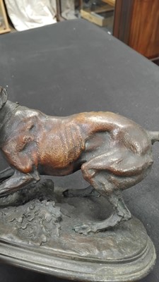 Lot 47 - After Pierre-Jules Mene (1810-79), a patinated bronze figure of a crouching gundog.
