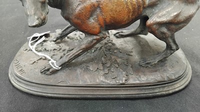 Lot 47 - After Pierre-Jules Mene (1810-79), a patinated bronze figure of a crouching gundog.