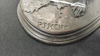 Lot 47 - After Pierre-Jules Mene (1810-79), a patinated bronze figure of a crouching gundog.