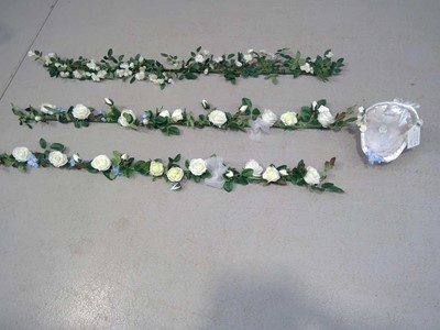 Lot 71 - Three silk rose garlands. L 153cm