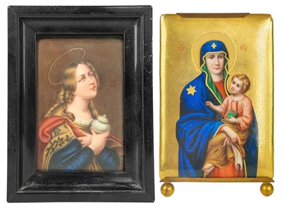 Lot 625 - Two late 19th century continental porcelain plaques.