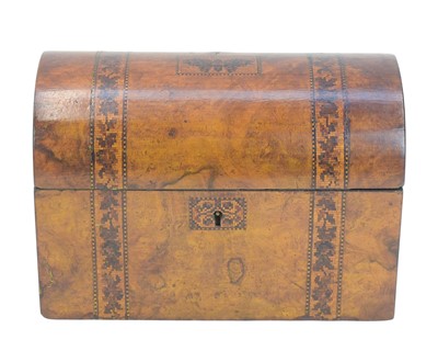 Lot 317 - A Victorian burr walnut Tunbridge ware tea caddy.