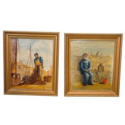Lot 90 - John Blizzard, two Cornish harbour scenes,...
