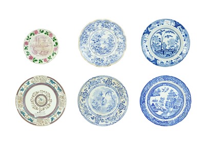 Lot 542 - Six assorted 19th century pottery plates.