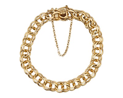 Lot 165 - A 14k fancy link bracelet.
