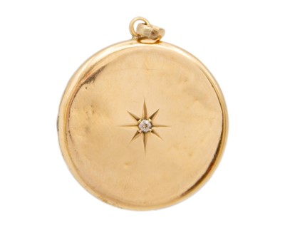 Lot 202 - A yellow gold and diamond locket pendant.
