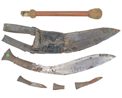 Lot 214 - A Victorian life preserver or cosh, and a Kukri.