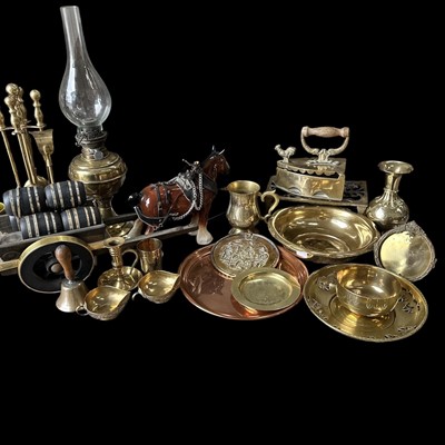Lot 127 - A selection of mainly brassware, lamps,...