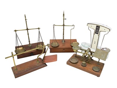 Lot 154 - Two letter balances and three other scales.