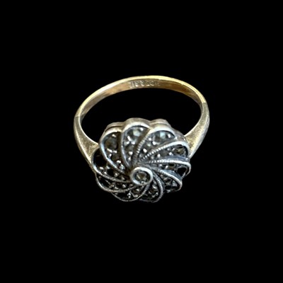 Lot 163 - A 9ct gold and silver marcasite art deco dress...