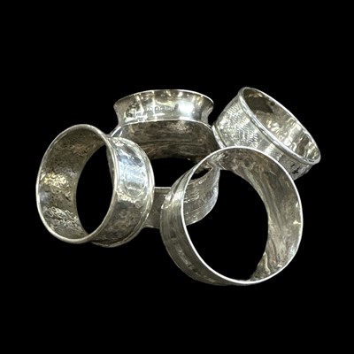 Lot 178 - Five silver napkin rings, 70g.