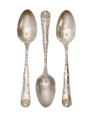 Lot 172 - TIFFANY & CO - a sterling silver set of three table spoons.