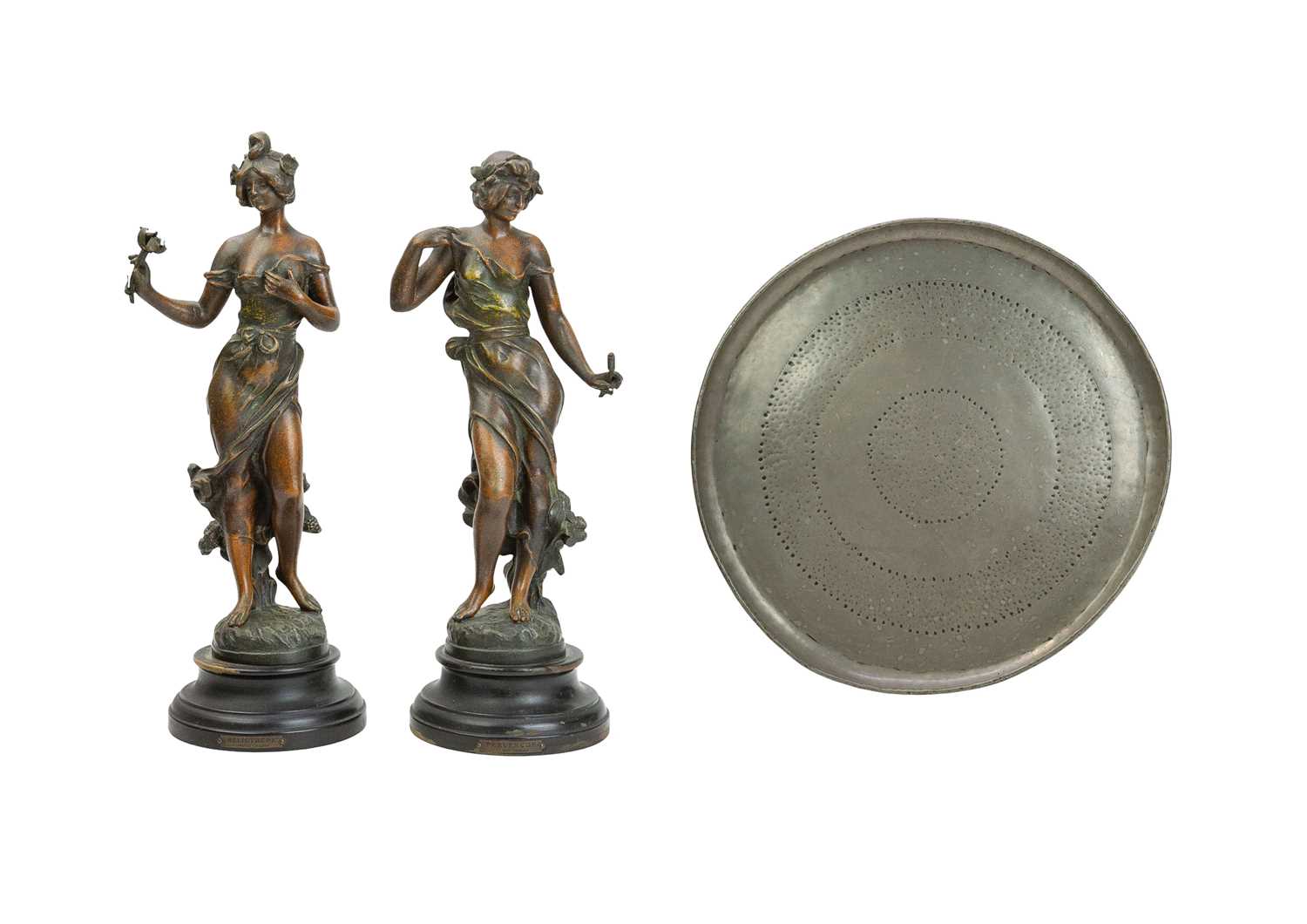 Lot 85 - A pair of French spelter figures.