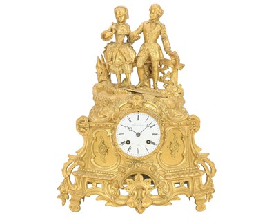Lot 809 - A French gilt metal mantel clock by Caudron, Paris.