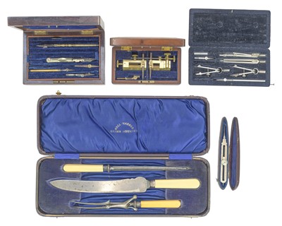 Lot 106 - A cased proportional divider.