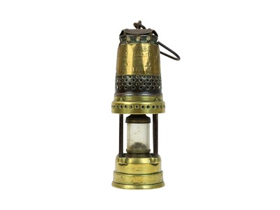 Lot 103 - A brass and steel miner's lamp, 'Bests Gauzeless Lamp Co Ltd', Leeds.