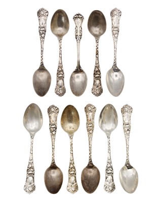 Lot 118 - An American sterling silver set of eleven teaspoons by George W. Shiebler & Co.