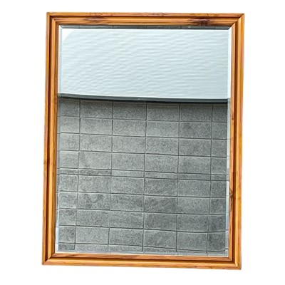 Lot 59 - A pine-framed bevelled-edge mirror. 100 x 128cm.